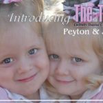 Two little girls smiling for the camera with text