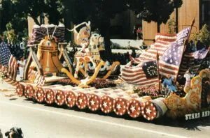 Colorful float with stars and stripes