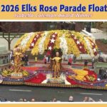 Colorful Rose Parade float with floral decorations.