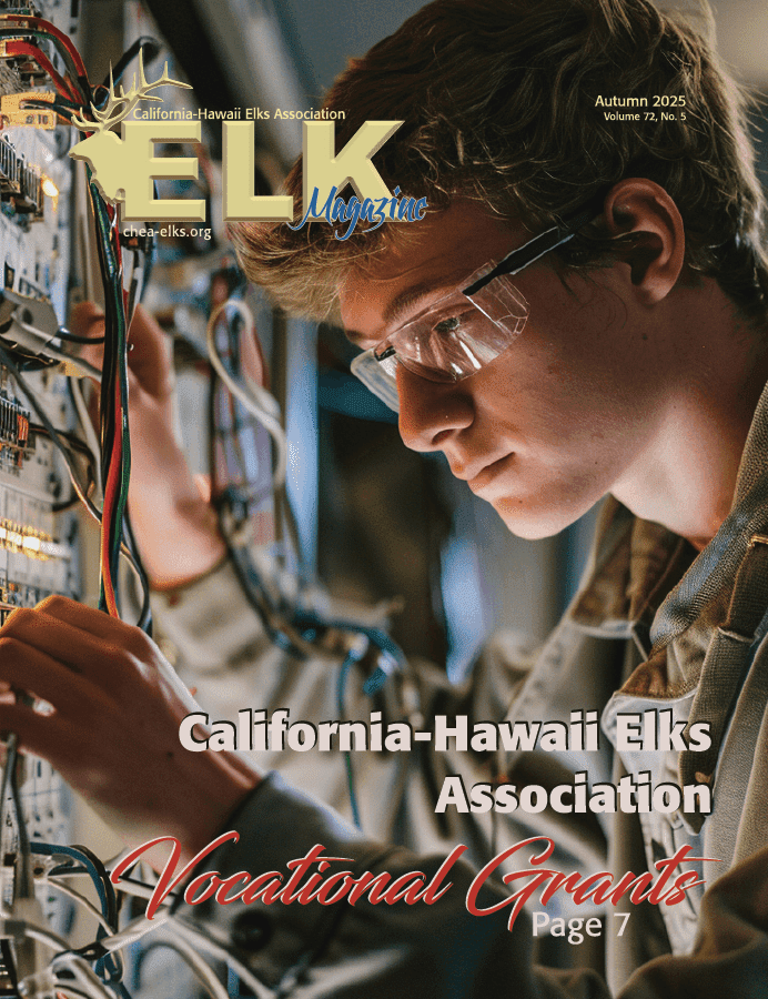 Student wiring electronics on vocational magazine cover