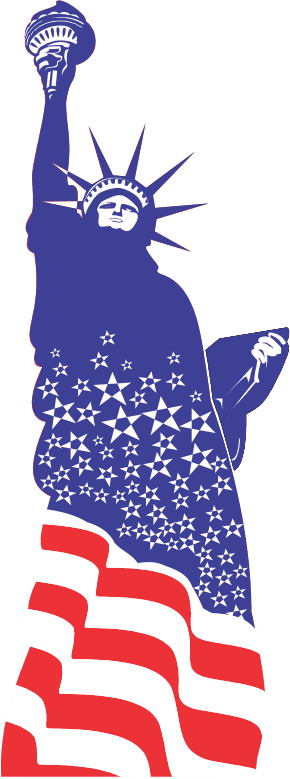 Statue of Liberty with American flag pattern