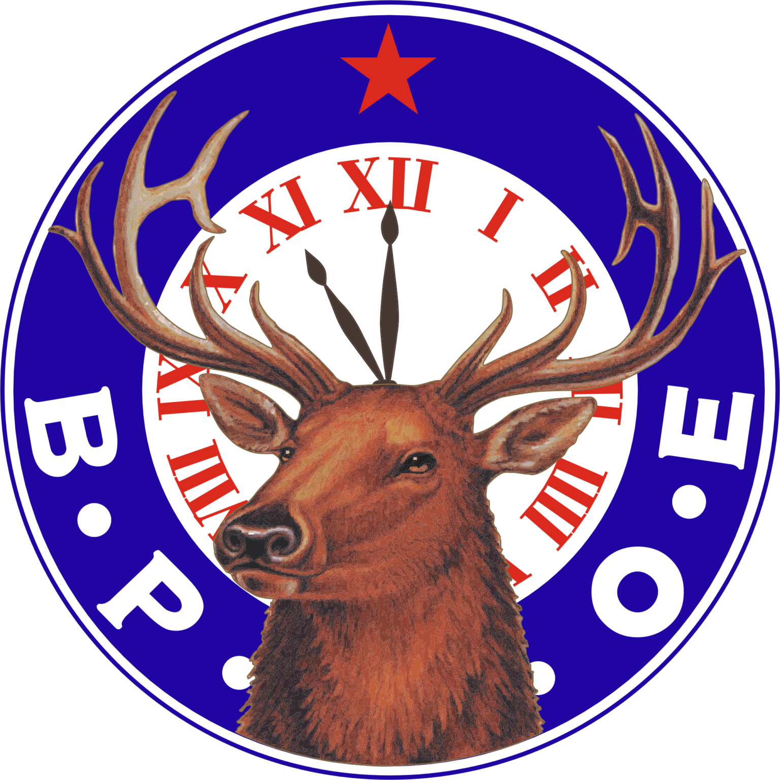 Elk head with clock emblem