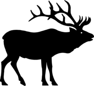 Elk silhouette with large branching antlers
