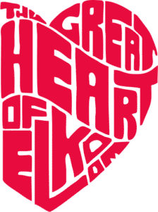 Red typographic heart on black background