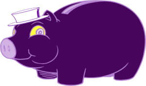 Purple cartoon pig wearing sailor hat