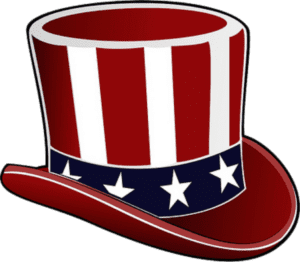 Patriotic red, white, and blue top hat