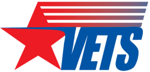 Red star with stripes and VETS logo