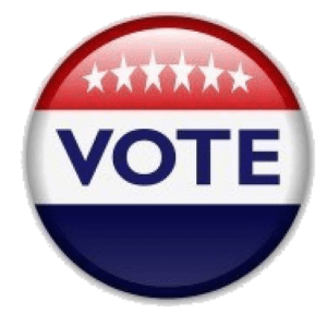 Red, white, and blue vote button